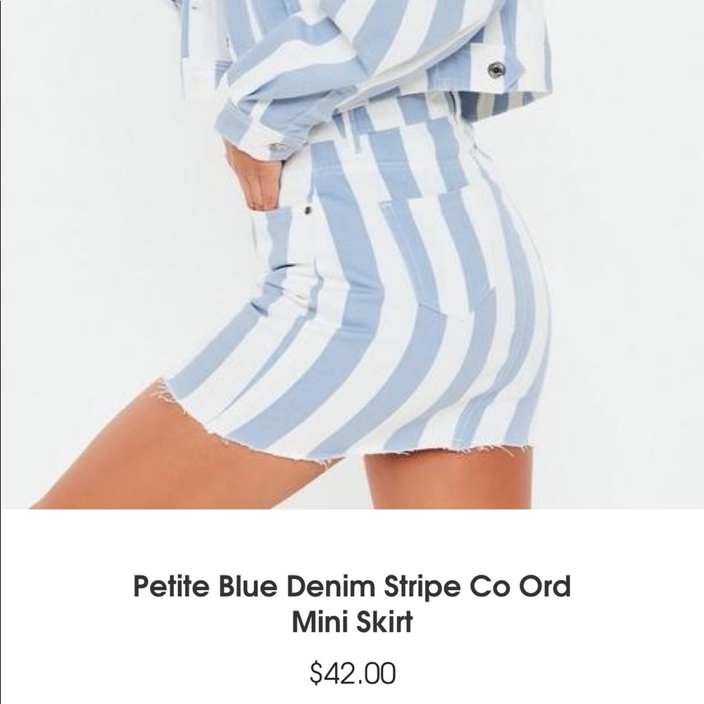 Missguided Petite Blue Stripe Co Ord Mini Skirt